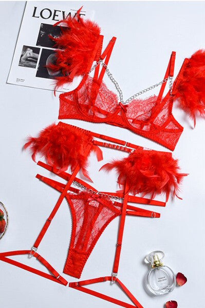 Sexy Set with Red Feathers