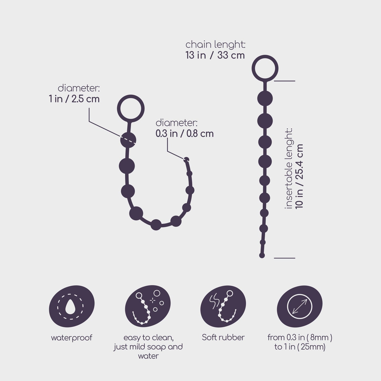 Anal Chain with 10 Beads - Crushious Black