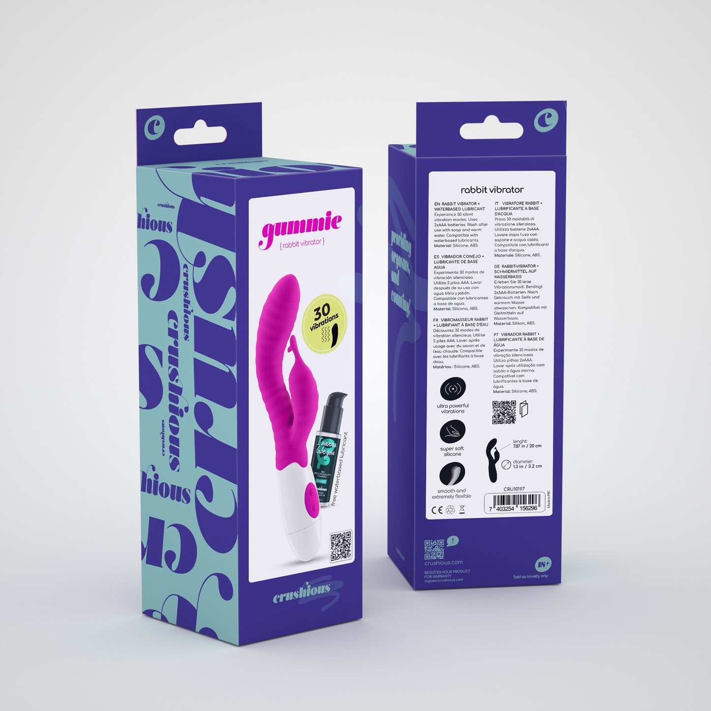 Rabbit Vibrator Set with Lube - Crushious Gummie Purple