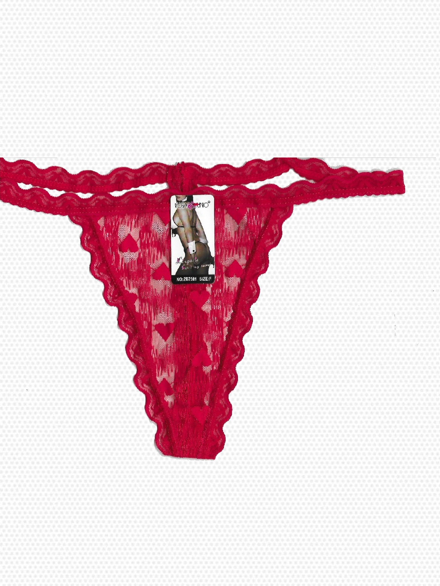 Red thong with lace