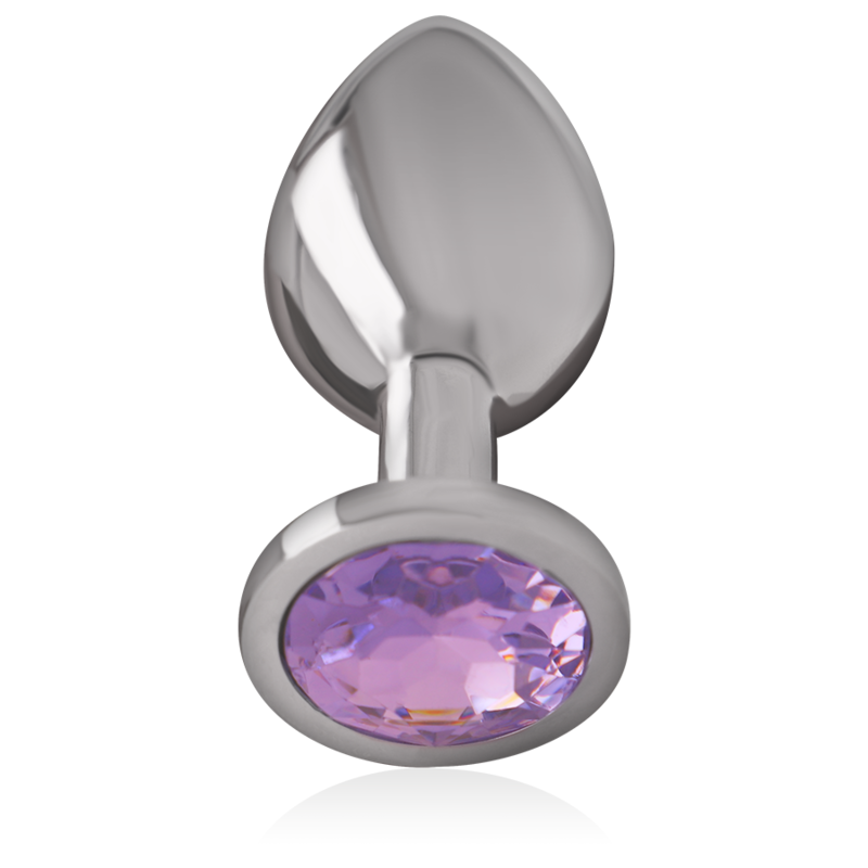 INTENSE - METAL ALUMINUM ANAL PLUG WITH VIOLET GLASS SIZE S