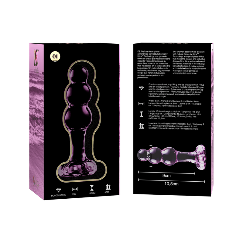 NEBULA SERIES BY IBIZA - MODEL 1 ANAL PLUG BOROSILICATE GLASS 10.7 X 3 CM PINK