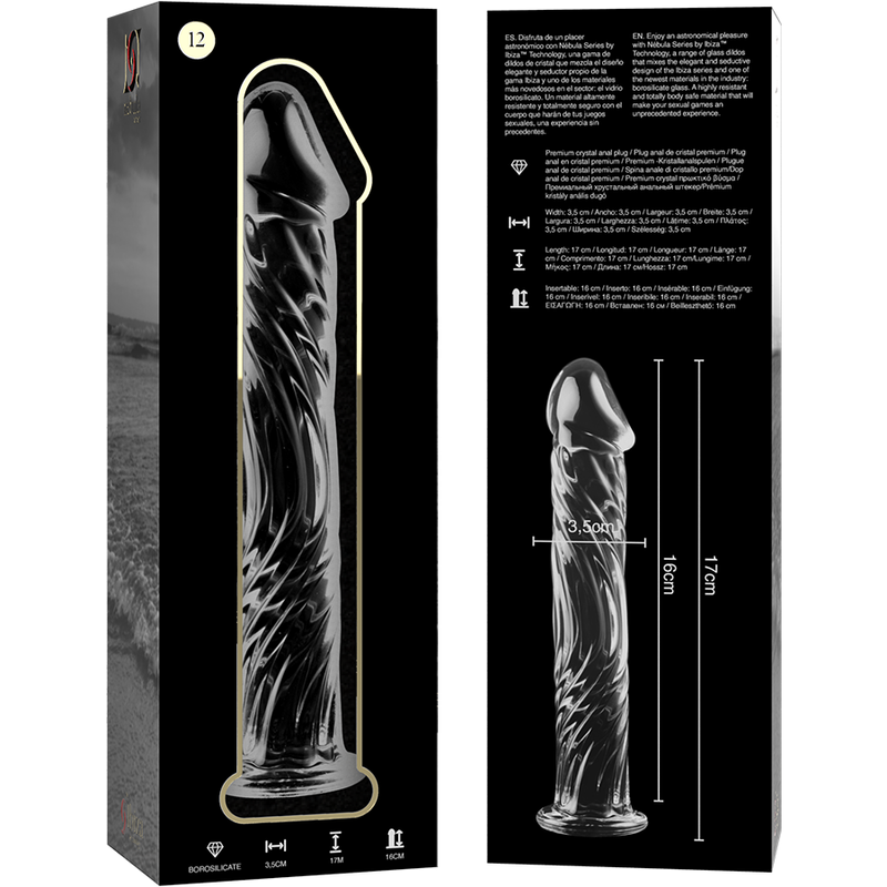 NEBULA SERIES BY IBIZA - MODEL 12 DILDO BOROSILICATE GLASS 17 X 3.5 CM CLEAR
