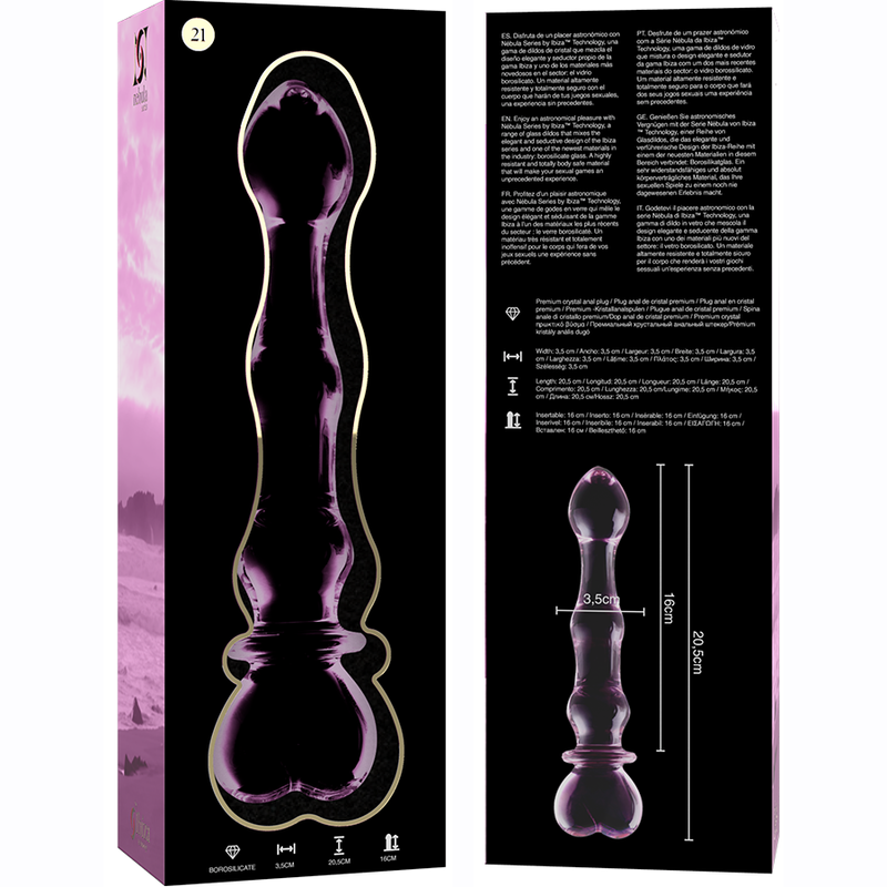 NEBULA SERIES BY IBIZA - MODEL 21 DILDO BOROSILICATE GLASS 20.5 X 3.5 CM PINK