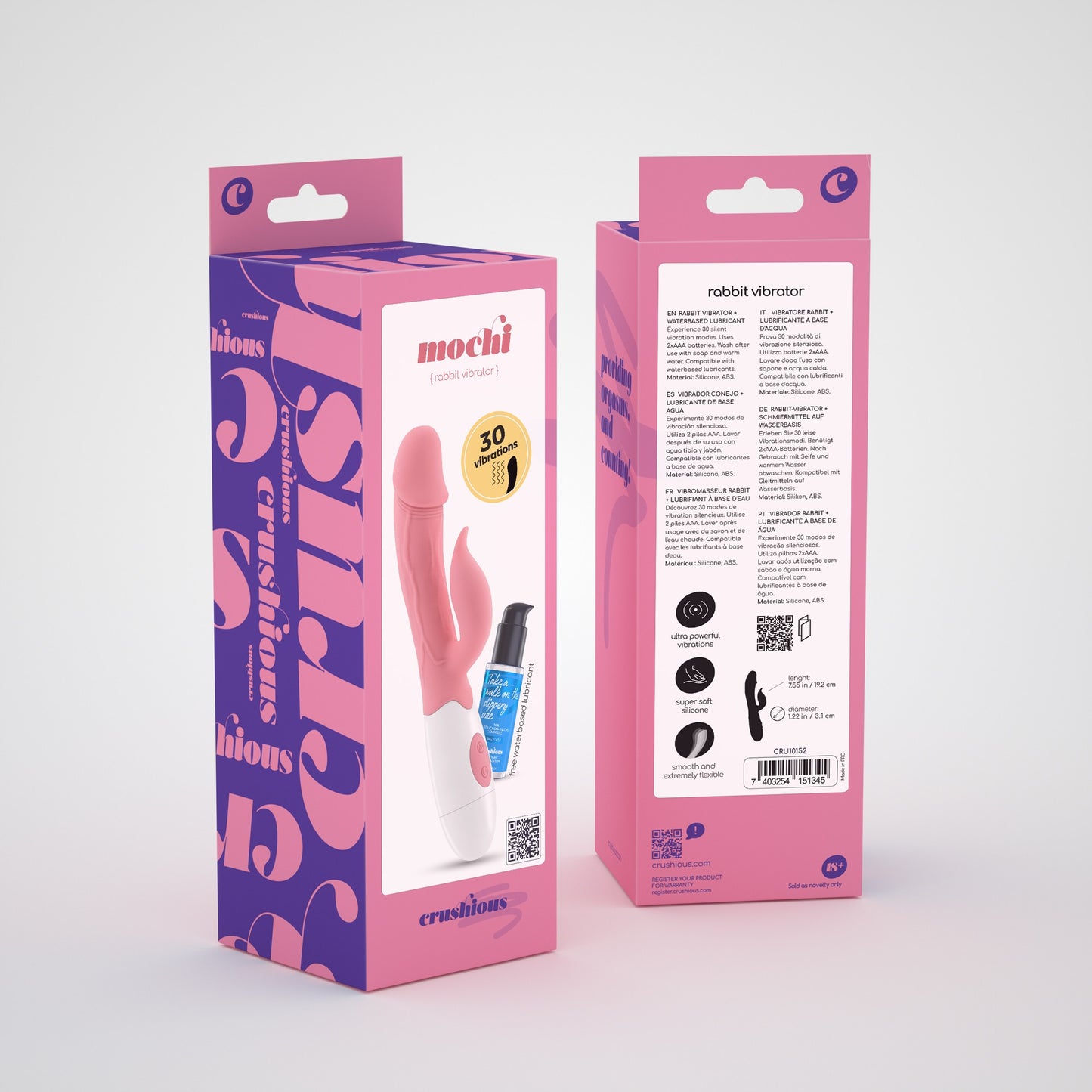 Rabbit Vibrator Set with Lubricant - Crushious Mochi