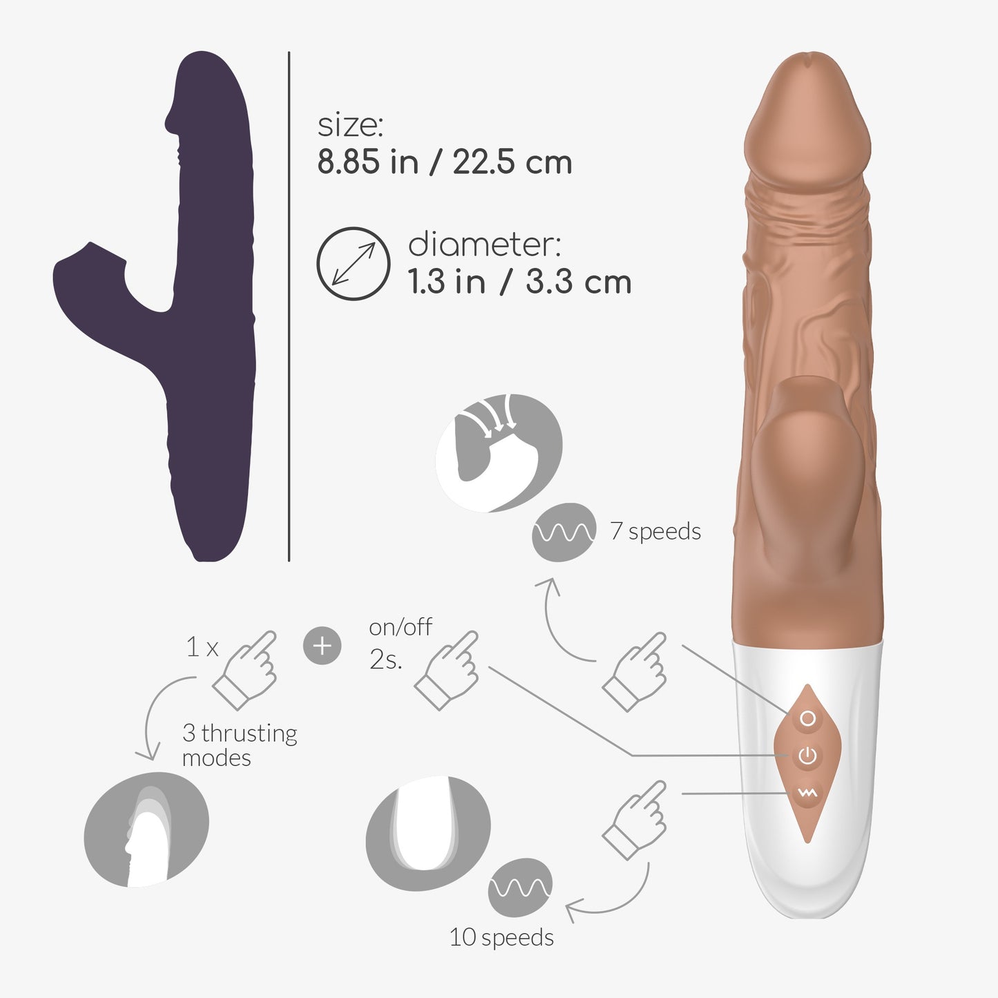3 in 1 Vibrator - Vibration, Suction and Thrusting - Crushious Vibrator El matador 