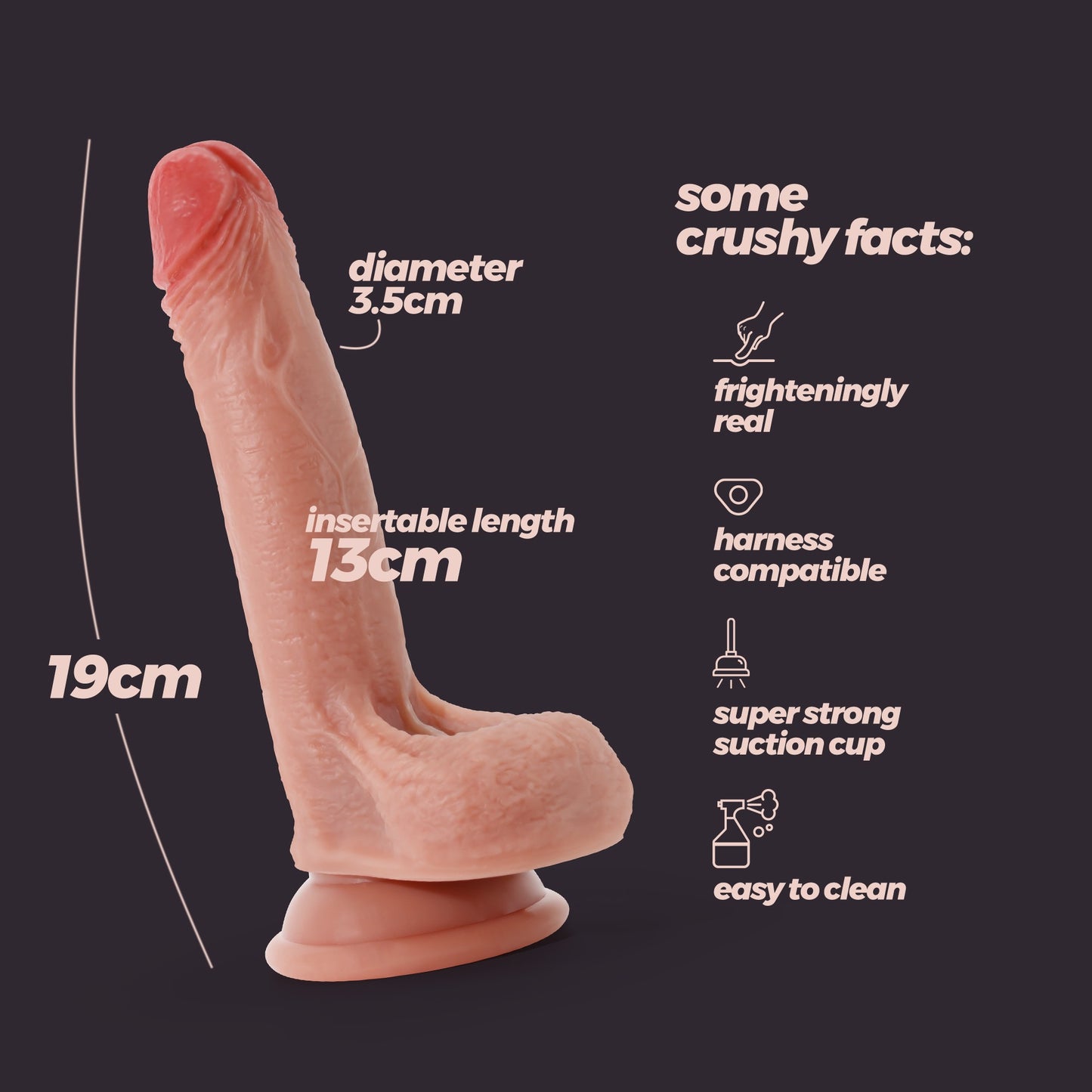 Realistic Silicone Dummy 19cm - Crushious Inviktus dildo