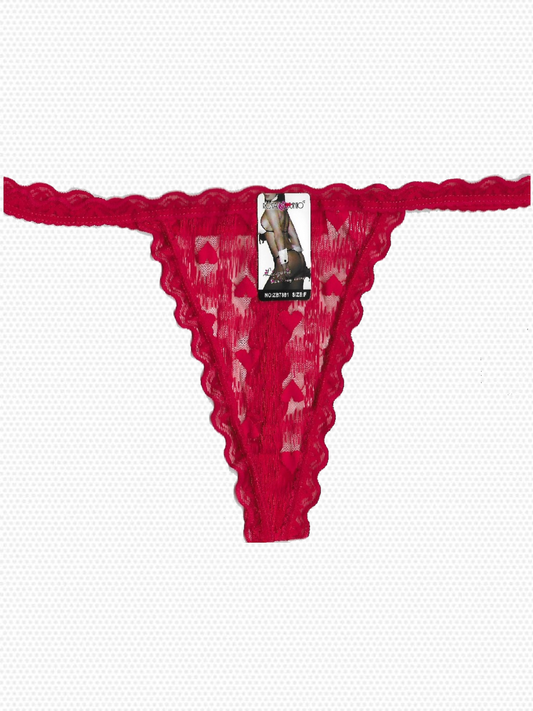 Red thong with lace