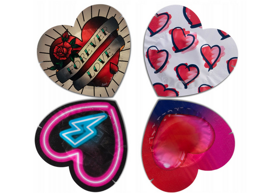 Heart Shaped Condoms 4pcs - Pasante Heart Shaped Condoms