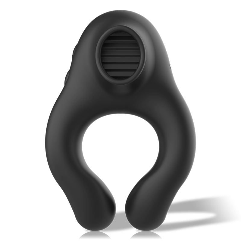 BLACK&amp;SILVER - SILICONE VIBRATOR RING 3 MOTORS RECHARGEABLE BLACK