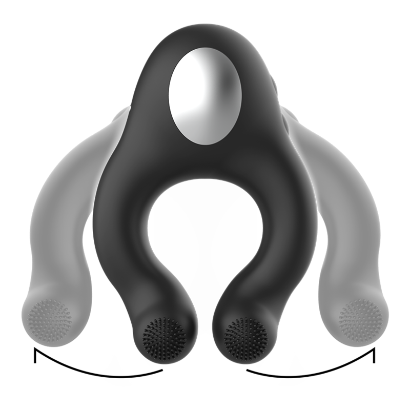 BLACK&amp;SILVER - SILICONE VIBRATOR RING 3 MOTORS RECHARGEABLE BLACK