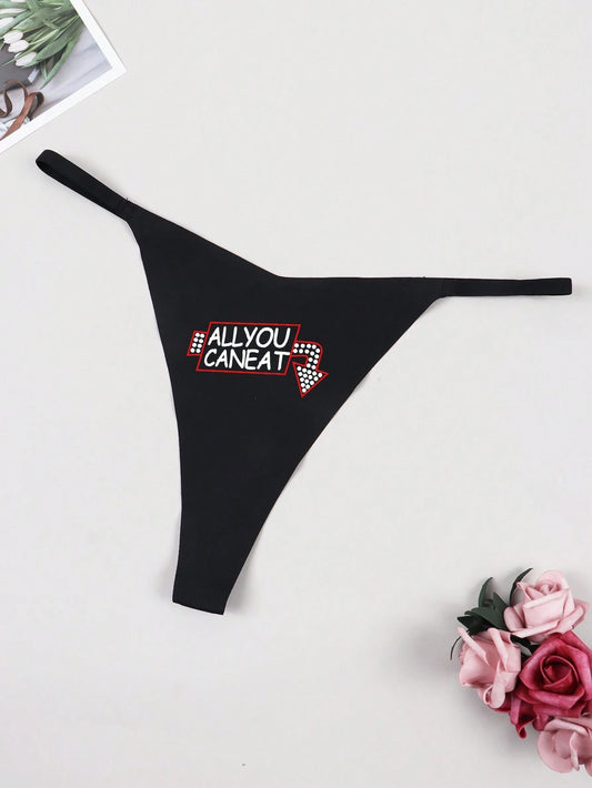 "All you can eat" seamless thong Black