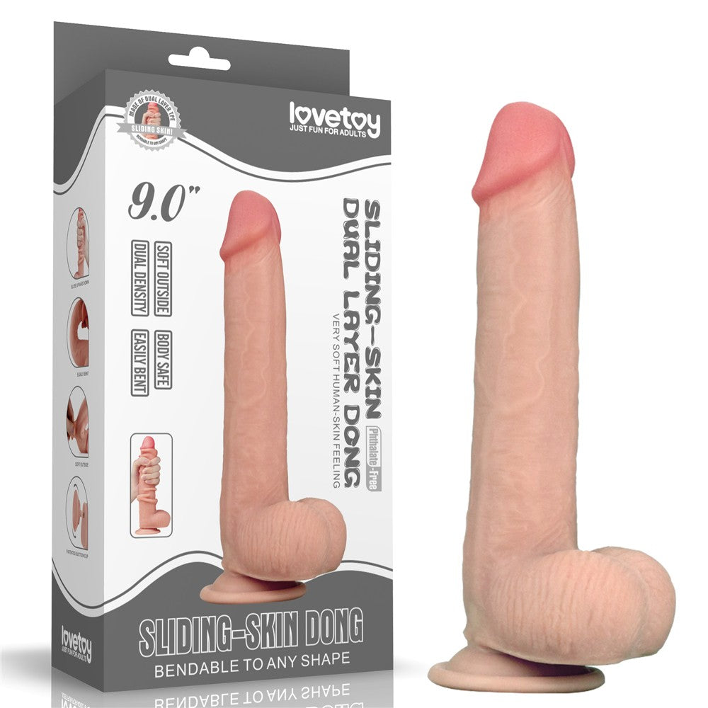 Realistic Penis with Sliding Leather 23cm - XL Dildo