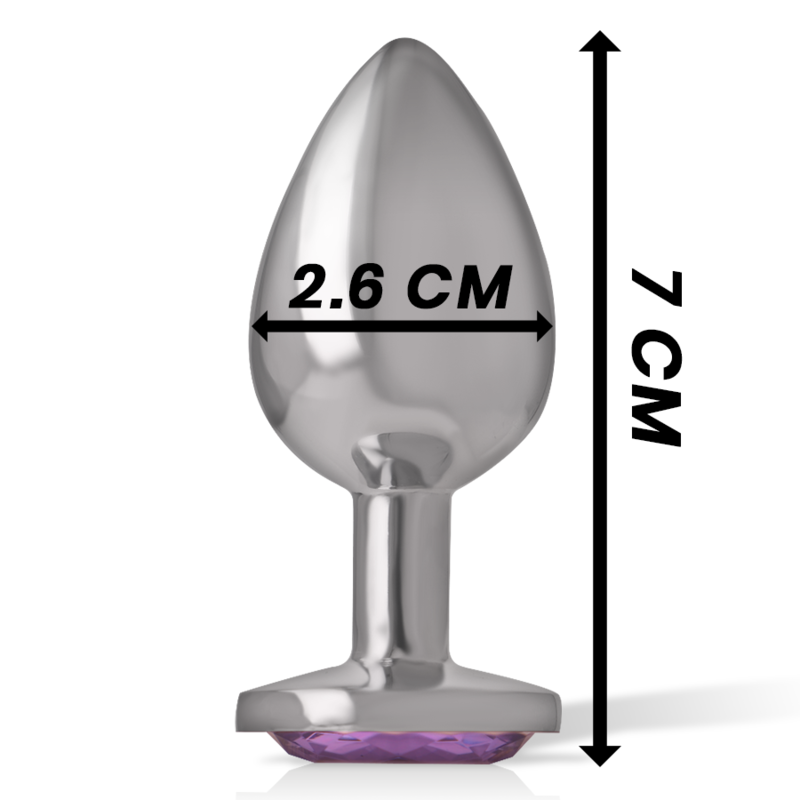 INTENSE - METAL ALUMINUM ANAL PLUG WITH VIOLET GLASS SIZE S