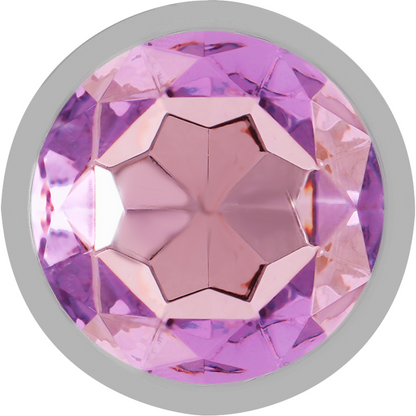 INTENSE - METAL ALUMINUM ANAL PLUG WITH VIOLET GLASS SIZE S