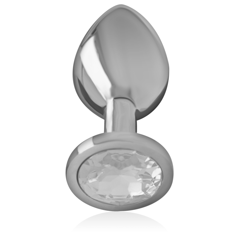 INTENSE - METAL ALUMINUM ANAL PLUG WITH SILVER GLASS SIZE M