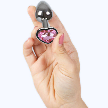 SECRET PLAY - METAL BUTT PLUG FUCHSIA HEART SMALL SIZE 7 CM