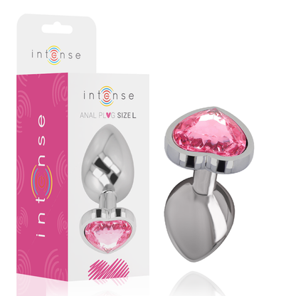 INTENSE - METAL ALUMINUM ANAL PLUG HEART PINK SIZE L