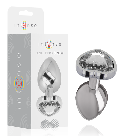 INTENSE - METAL ALUMINUM ANAL PLUG HEART WHITE SIZE M