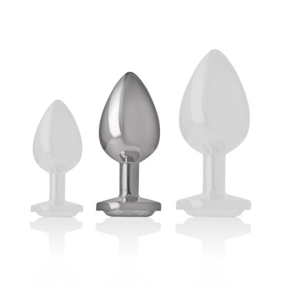 INTENSE - METAL ALUMINUM ANAL PLUG HEART WHITE SIZE M