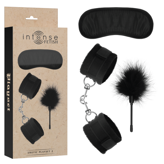 INTENSE FETISH  - EROTIC PLAYSET 2 WITH HANDCUFFS, BLIND MASK AND TICKLER