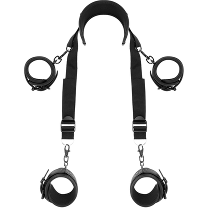 FETISH SUBMISSIVE - MASTER POSITION WITH 4 NOPRENE-LINED HANDCUFFS